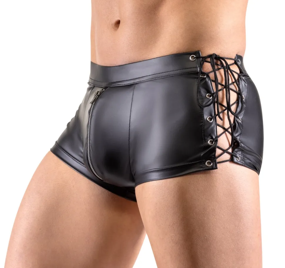 Herren Pants mit Schnürungen im edlen Mattlook mit unterlegtem Reißverschluss