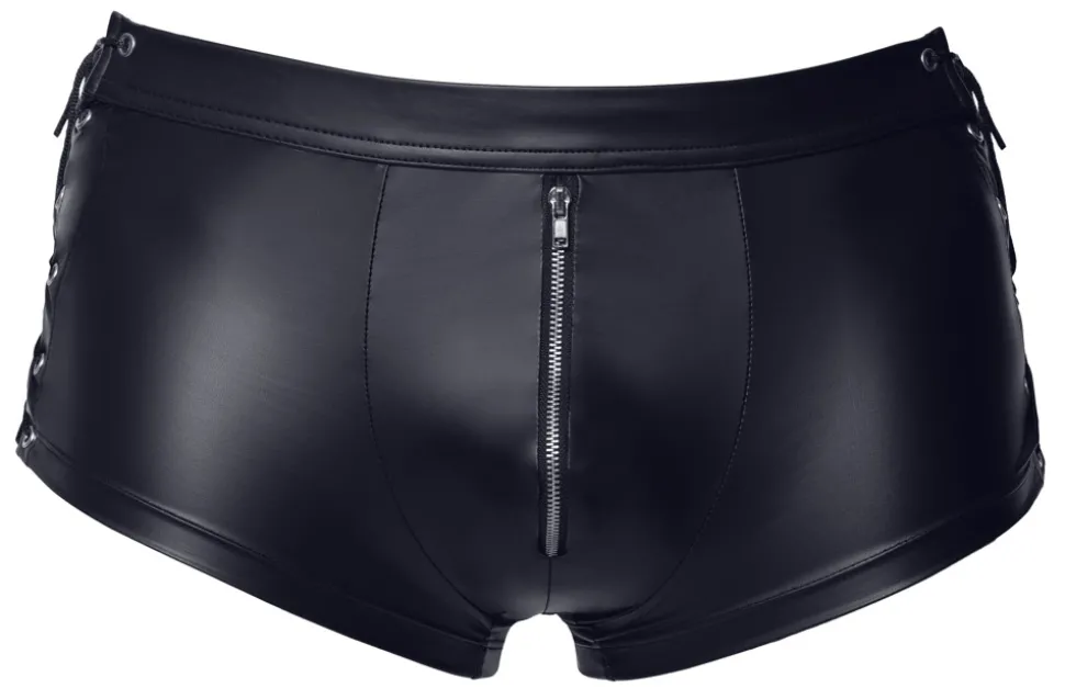 Herren Pants mit Schnürungen im edlen Mattlook mit unterlegtem Reißverschluss