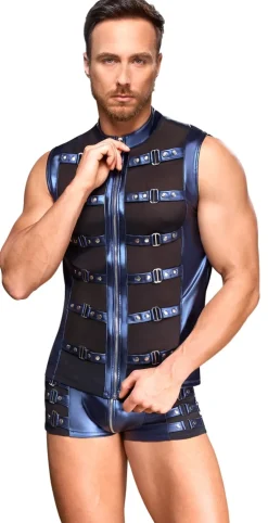 Herren Shirt mit Reißverschluss und Schnallen