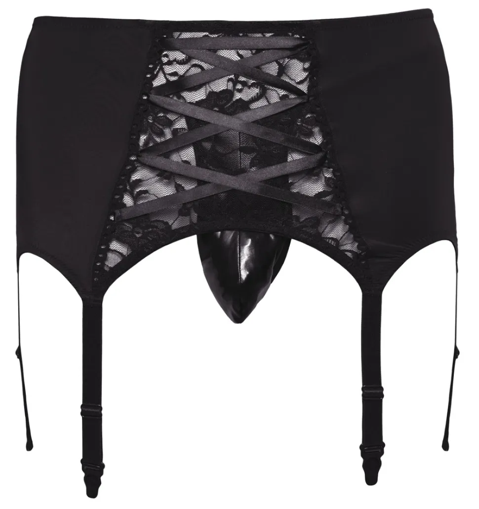 Herren Strapshalter mit edler Spitz aus weichem Material mit Zierschnürung