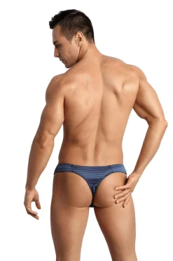 Herren String aus feinem Netz-Material gestreift