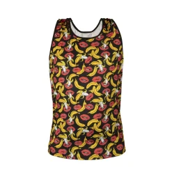 Herren Tank-Top mit Bannen-Kussmund Muster aus feiner, dehnbarer Mikrofaser