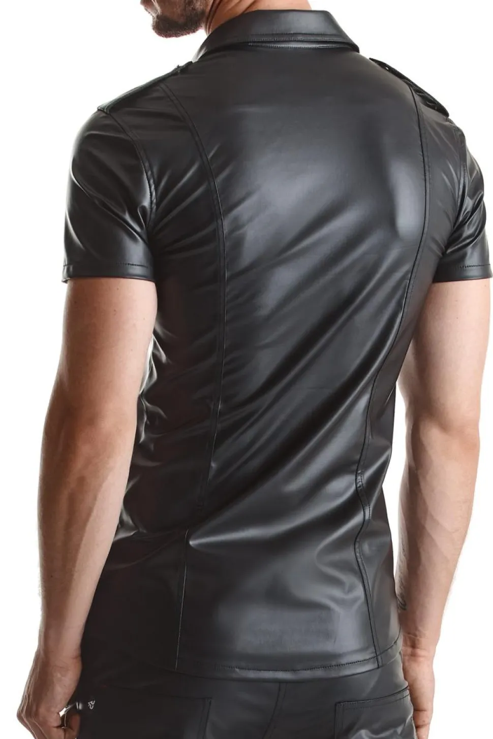 Herren Wetlook Hemd Stehkragen Druckknöpfen