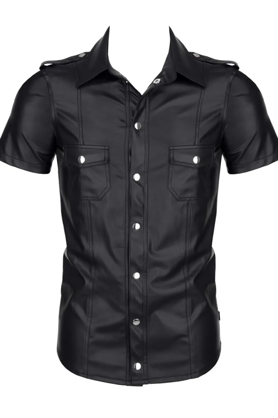 Herren Wetlook Hemd Stehkragen Druckknöpfen