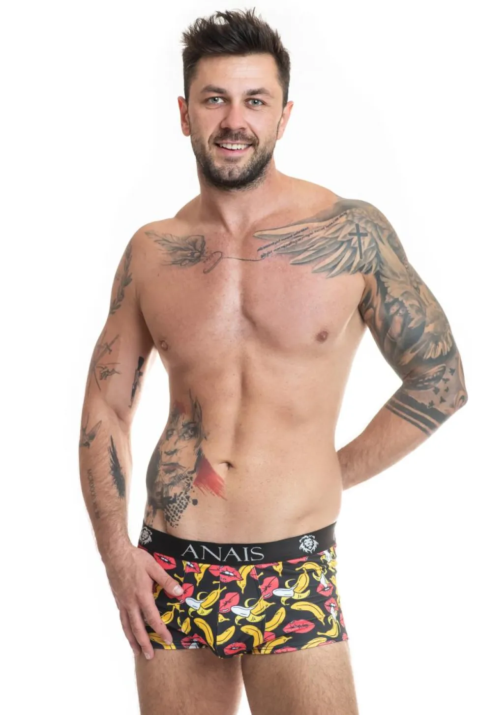 Herren-Boxer mit Bananen-Kussmund-Muster aus weichen Material