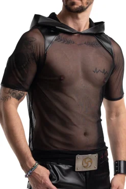 Kapuzen Shirt aus Netz Material