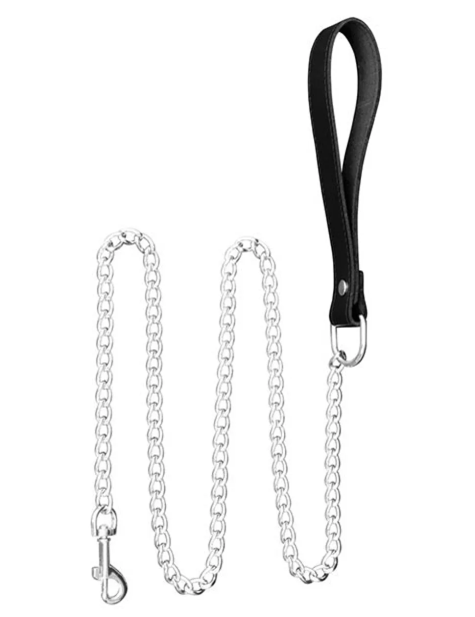 Kettenleine mit Lederhandlauf schwarz