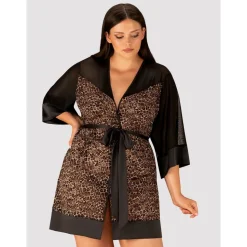 Kimono Leoparden Look Mash Satin Curvy