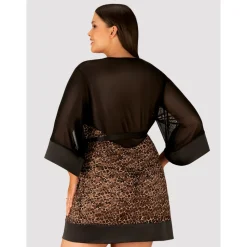 Kimono Leoparden Look Mash Satin Curvy