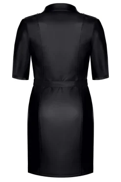 Kleid im Wetlook mit Gürtel und Brusttaschen