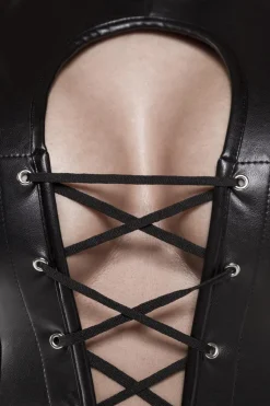 Kunstleder Corsage mit String schwarz 15319