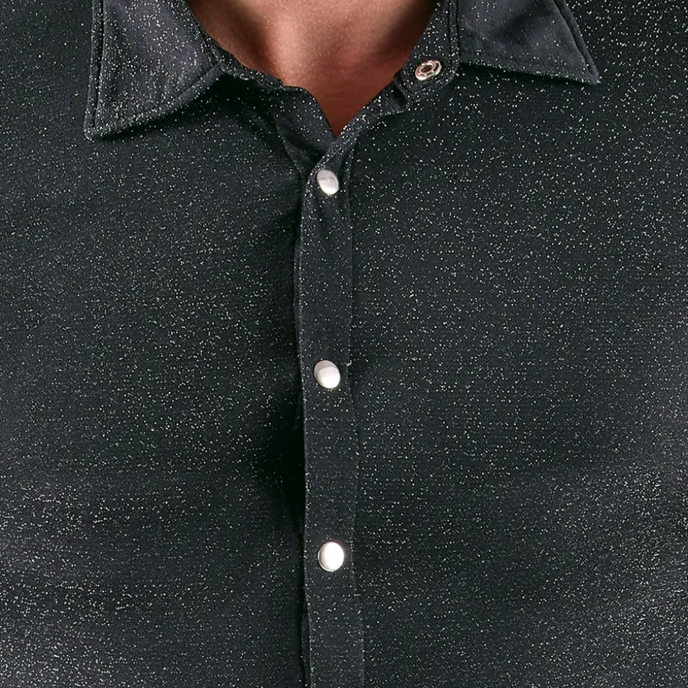 Kurzarm Hemd mit Glitzer Effekt