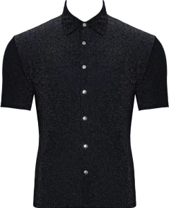 Kurzarm Hemd mit Glitzer Effekt
