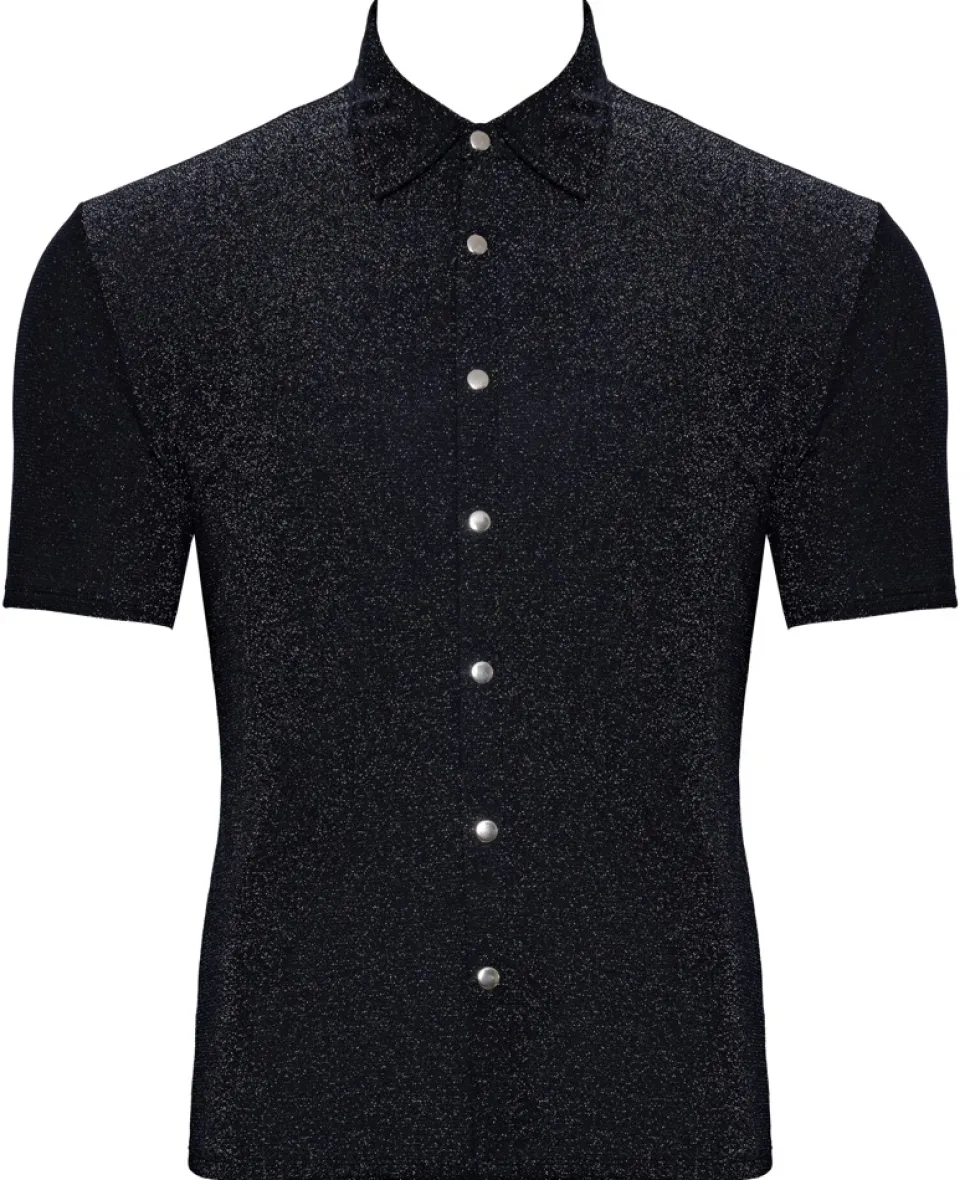 Kurzarm Hemd mit Glitzer Effekt