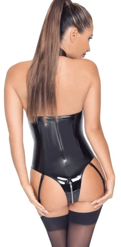 Lack-Body mit Strapshalter Neckholder Latexlook Wetlook