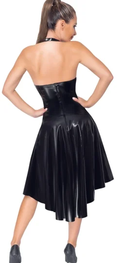 Lack-Kleid mit Schnürung Clubwear Partykleid Neckholder