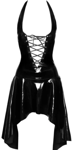 Lack-Kleid mit Schnürung Clubwear Partykleid Neckholder