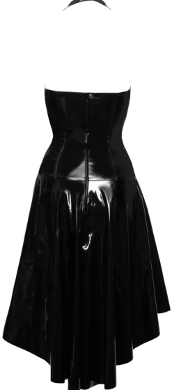 Lack-Kleid mit Schnürung Clubwear Partykleid Neckholder