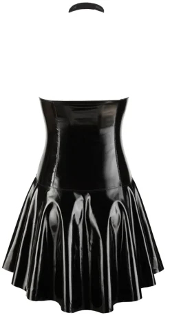 Lack-Kleid mit zartem Netz