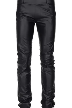 Lange Wetlook Herren Hose schwarz