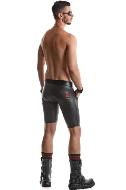 Lange Wetlook Herren-Shorts Slim-Fit Gürtelschnallen