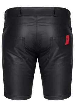 Lange Wetlook Herren-Shorts Slim-Fit Gürtelschnallen