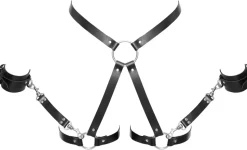 Leder Taillengurt mit Bein - und Handfesseln Bondage Fesselset Sexspielzeug