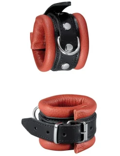 Leder-Handfessel rot/schw.