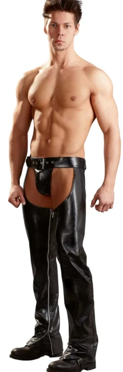 Lederimitat Herren Chaps schwarz