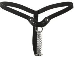 Lederimitat String schwarz