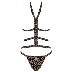 Leoparden Look Dessous-Set Neckholder String Riemen