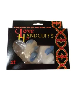 Liebes - Handschellen mit Plüsch blau - weiß