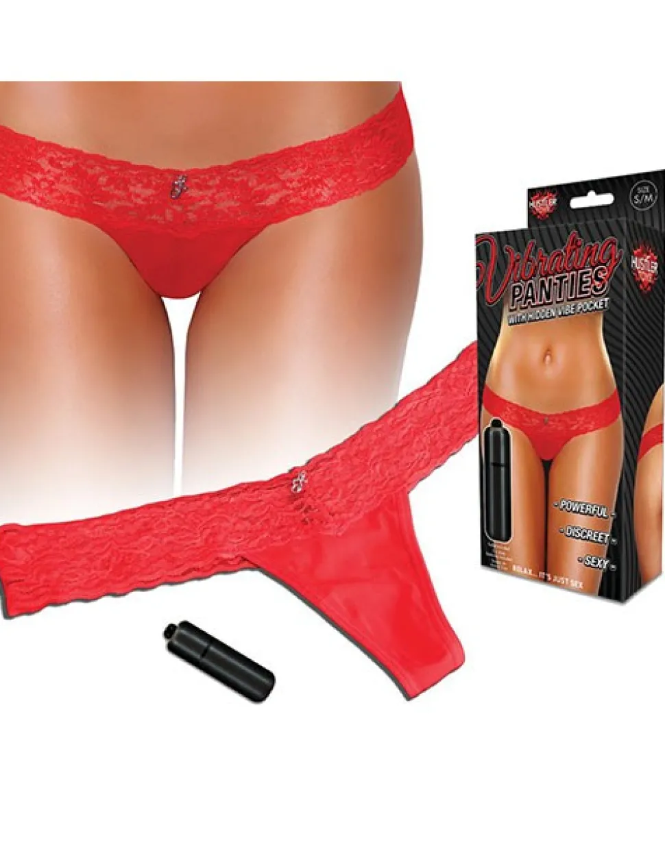 Lingerie Spitzenhöschen mit Vibrobullet - rot