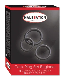 MALESATION Cock Ring Set Beginner (Ø 2,20 cm, 2,70 cm & 3,00 cm)