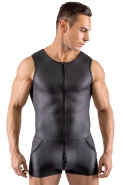 Mattlook Herren-Overall aus dehnbarem Material mit Reißverschluss und Taschen