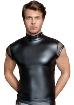 Mattlook Shirt mit Nieten und abnehmbarem Halsband