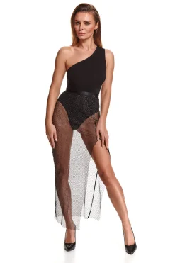 Maxirock aus Netzstoff mit silbernem Schimmer