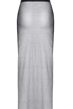 Maxirock aus Netzstoff mit silbernem Schimmer