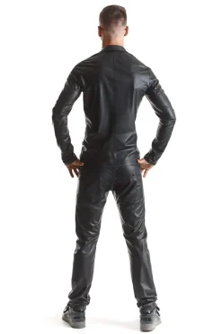 Mesh-Wetlook Jacke schwarz