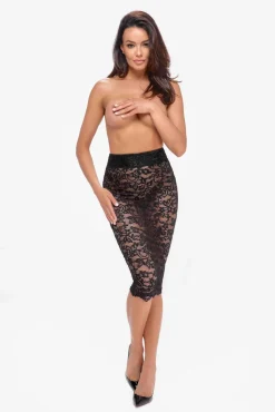 Midirock aus Spitze mit Schnürung