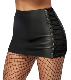 Mini Rock aus feinstem Leder mit seitlichen Schnürungen