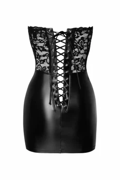 Minikleid aus Wetlook und Spitze