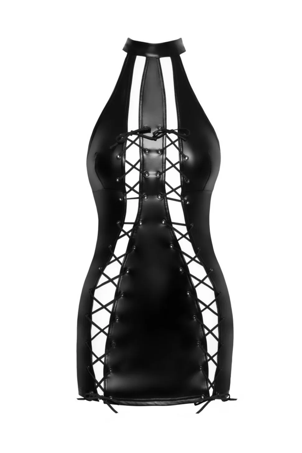 Minikleid im Wetlook mit Schnürung