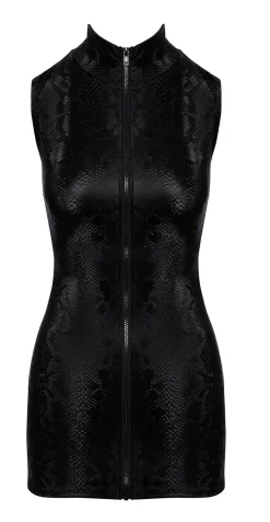 Minikleid in Schlangenhaut-Optik und Reißverschluss