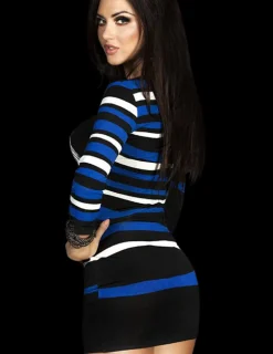 Minikleid Longpulli in schwarz blau weiß