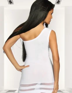 Mini-Kleid mit asymmetrischem Schnitt in weiß