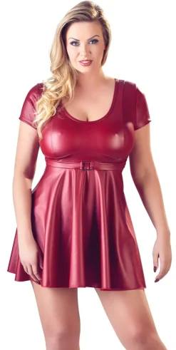 Minikleid Rundhals mit Schnalle rot