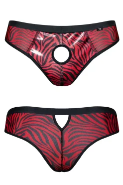 Netz Slip im Zebramuster im Ouvert Stil mit Lackeinsatz