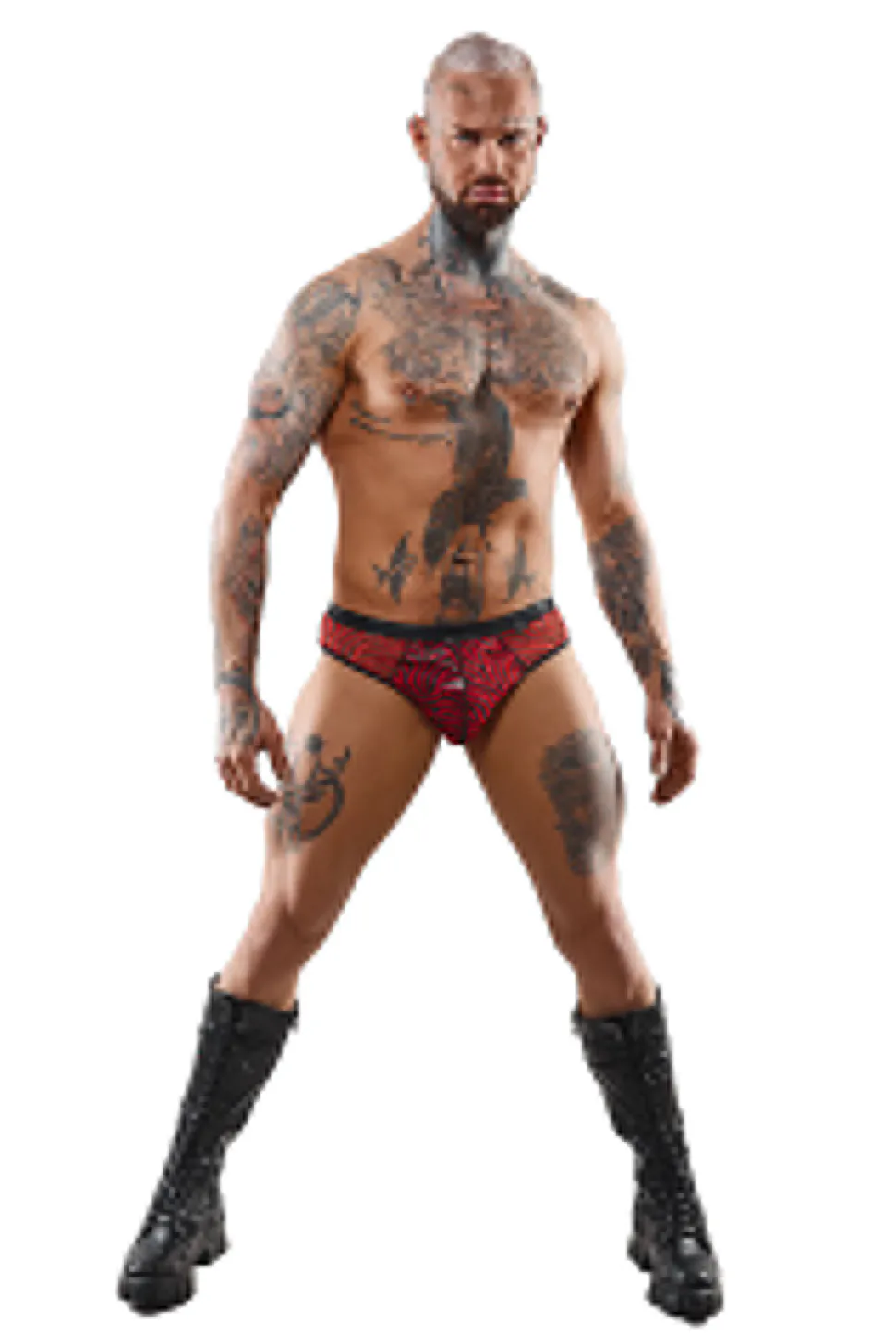 Netz Slip im Zebramuster mit Lackeinsatz