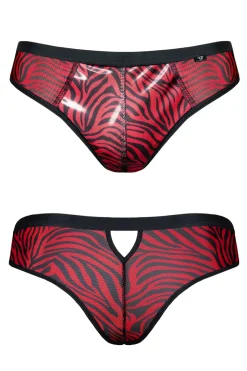 Netz Slip im Zebramuster mit Lackeinsatz